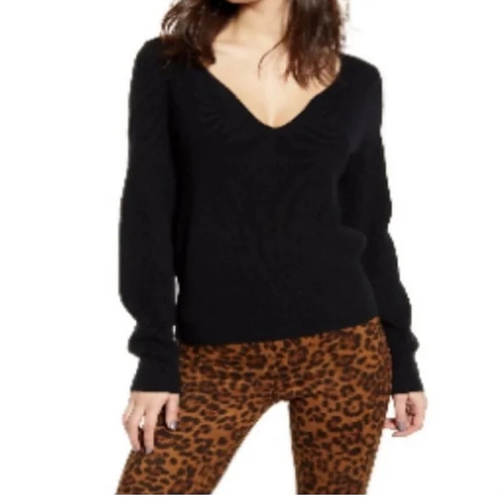 Leith Black V-Neck Sweater